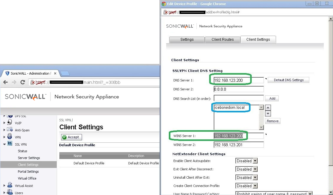 sonicwall netextender modem not found