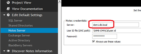 FQDN of Server is Notes Server Field