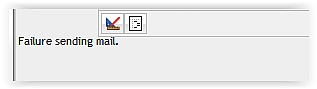 Failure sending mail error displayed on the bottom left of the Send Message screen.