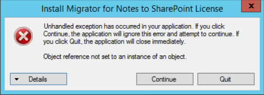 Inhandled exception has occurred pop up error