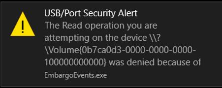 USB/Port Security Alert