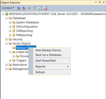 Backup Device Dialog