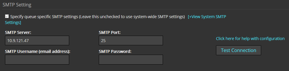 SMTP Settings Example