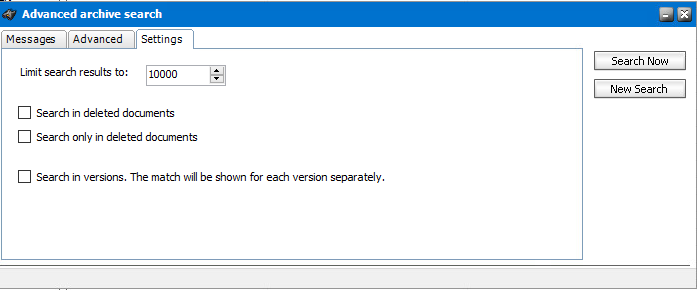 Advanced search - Settings tab