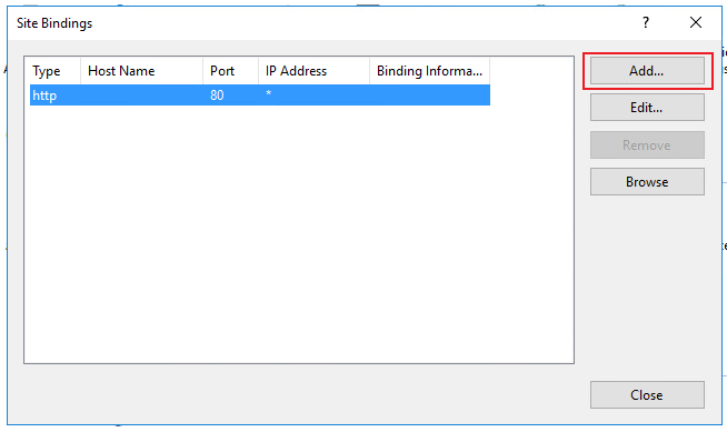 Site Bindings - Add