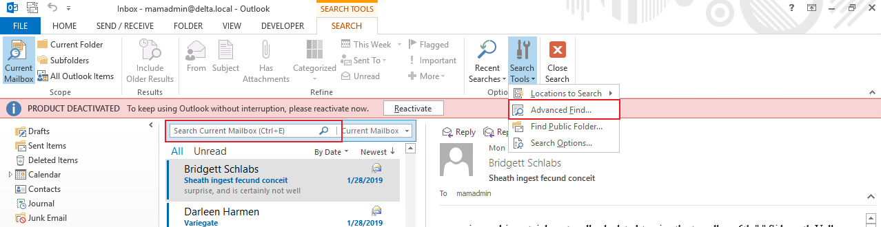 Outlook - Advanced Find