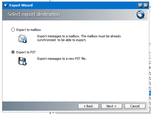 E-mail from the archive needs to be exported to a PST (4311639)