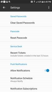 Passcode settings