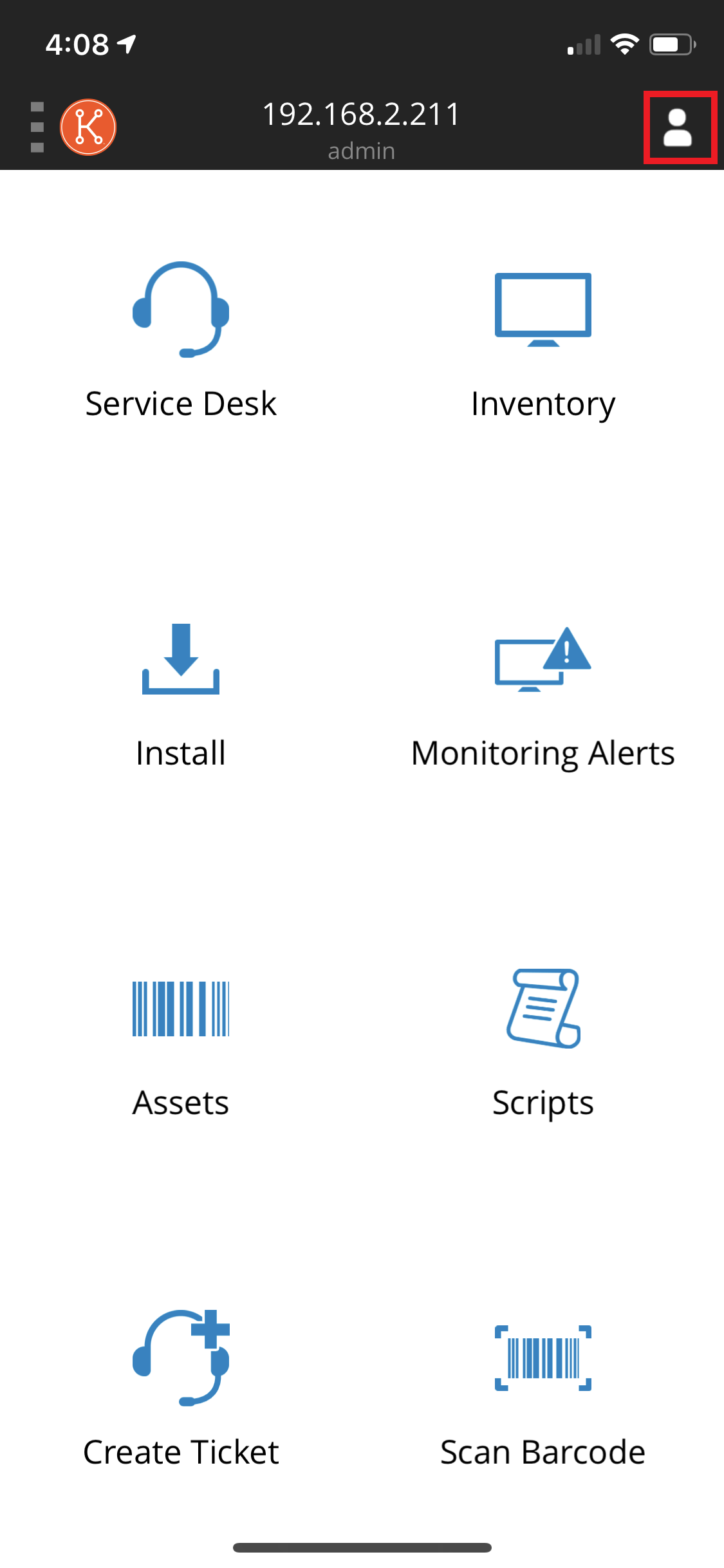 KACE Go Menu