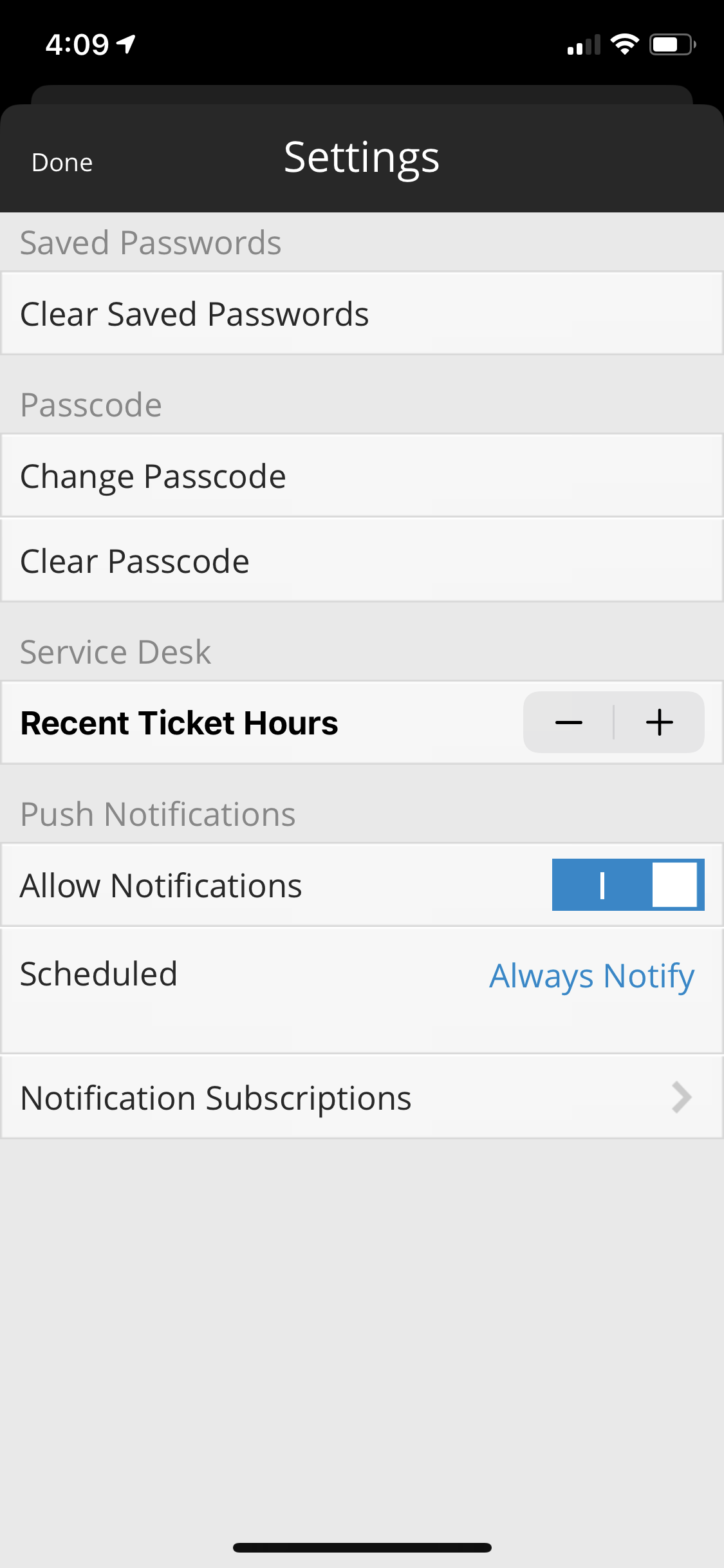 Change Passcode