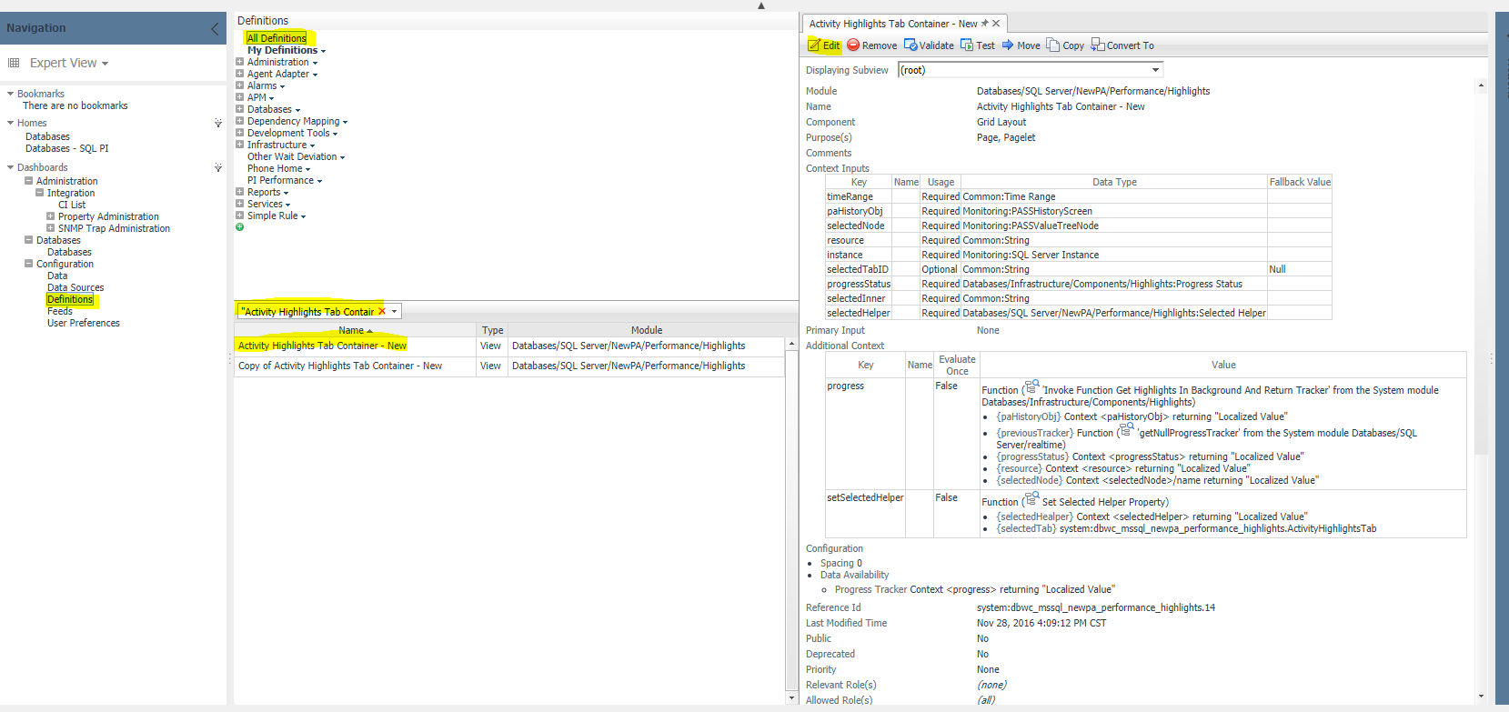 SQL PI dashboard stuck / frozen when loading Activity Highlights (4226878)