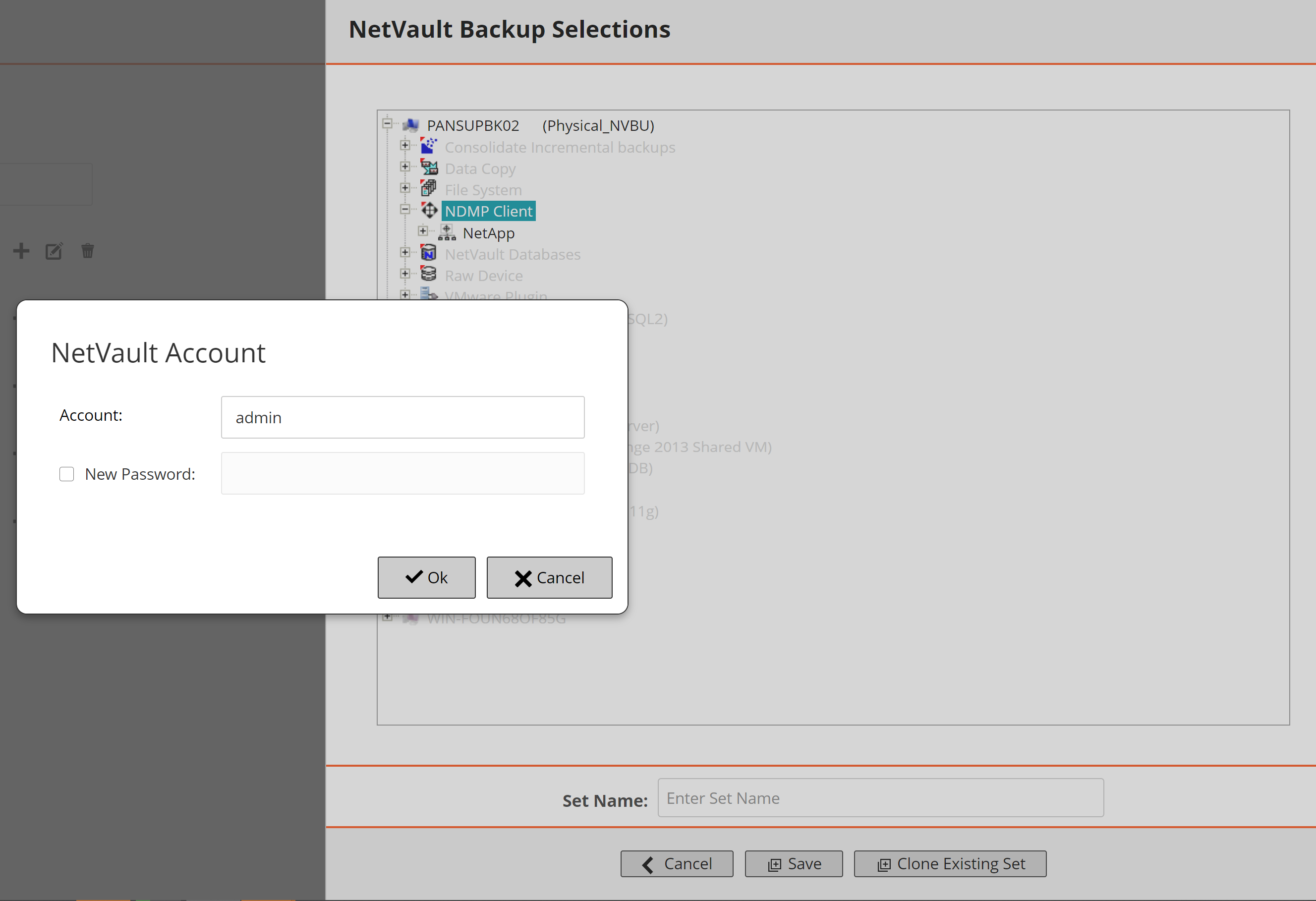 Account dialogue box