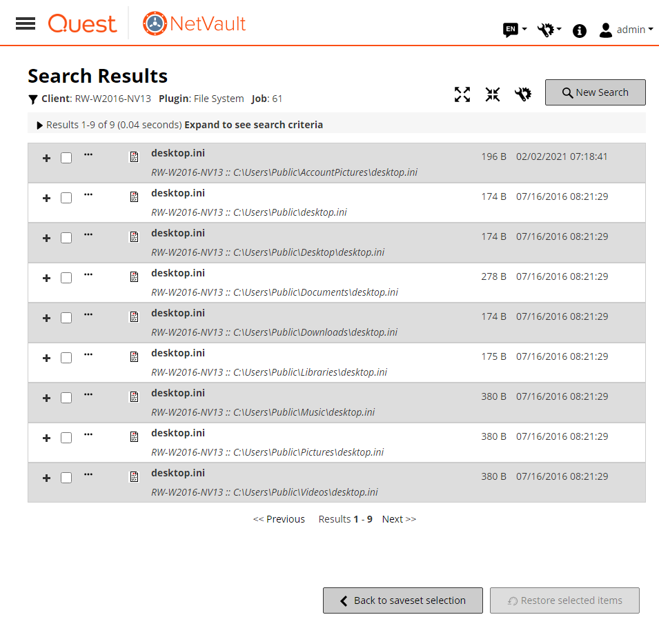 Fast Catalog Search results