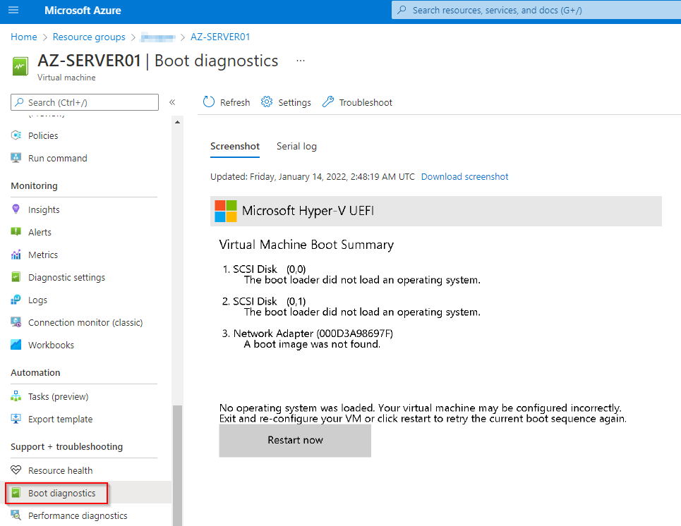 Azure Boot Diagnostics