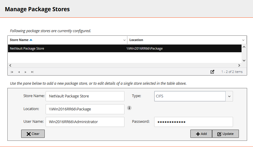 Manage Package Store