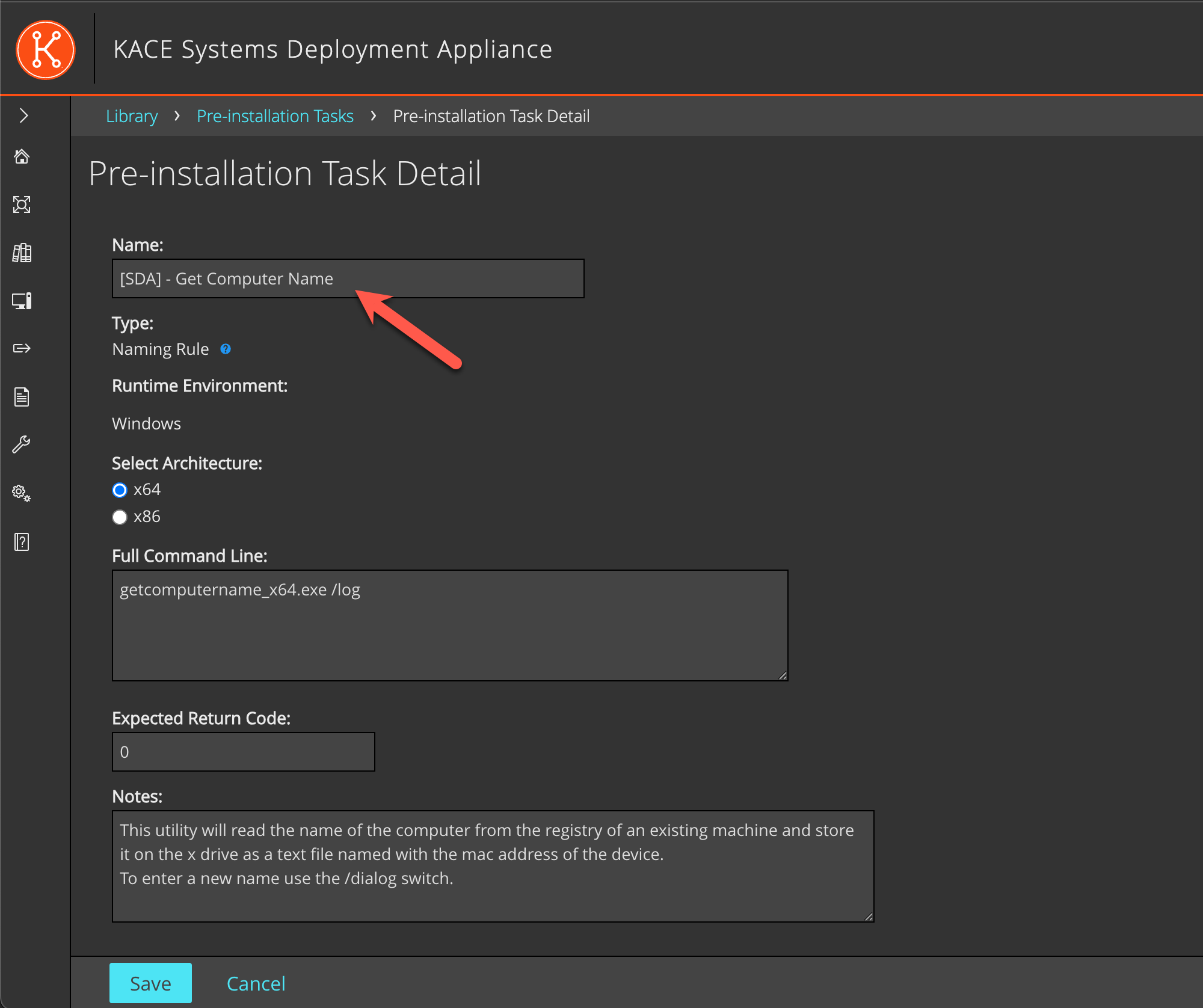 Add a name to the task