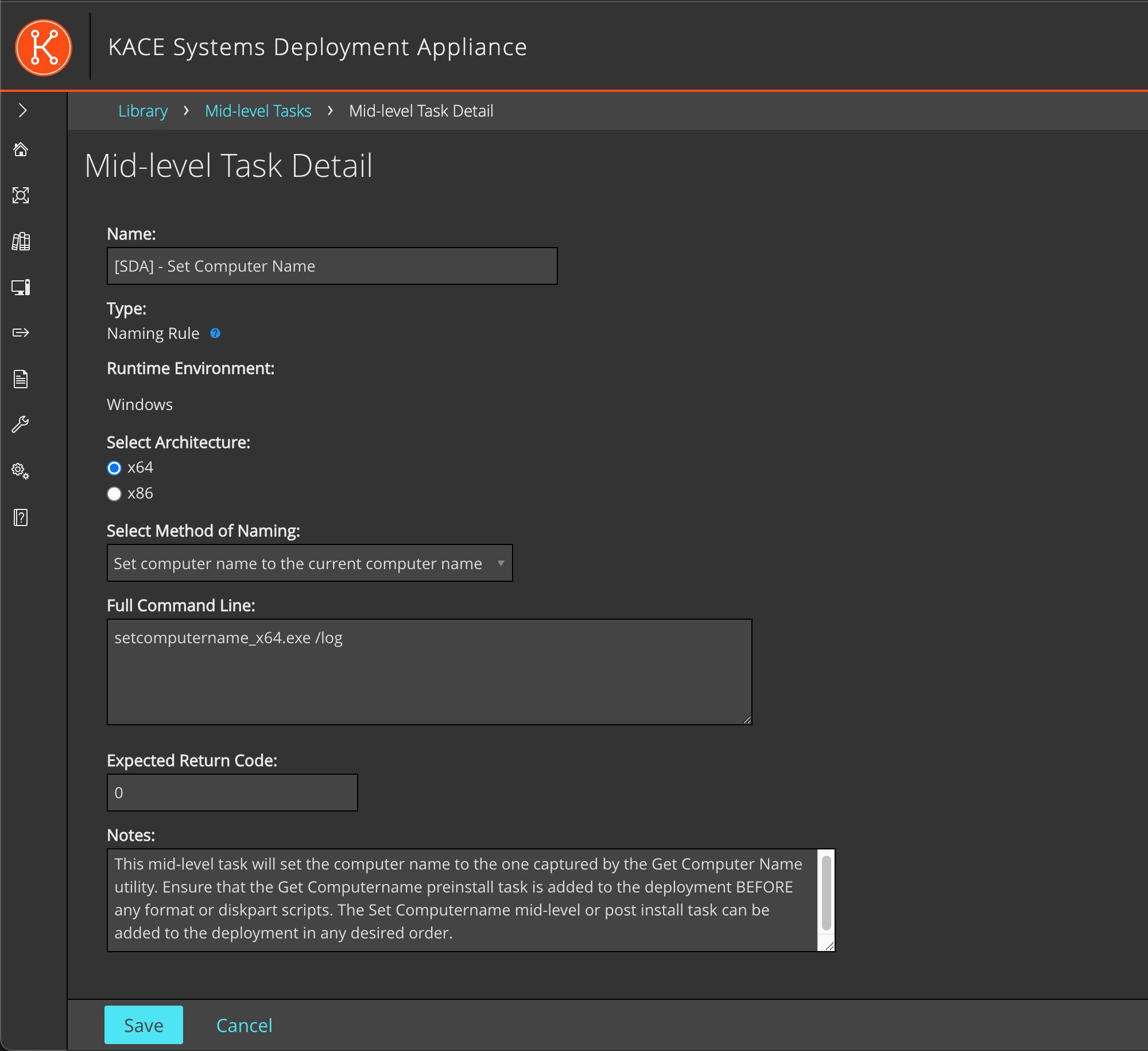 Create a mid-level task to apply name