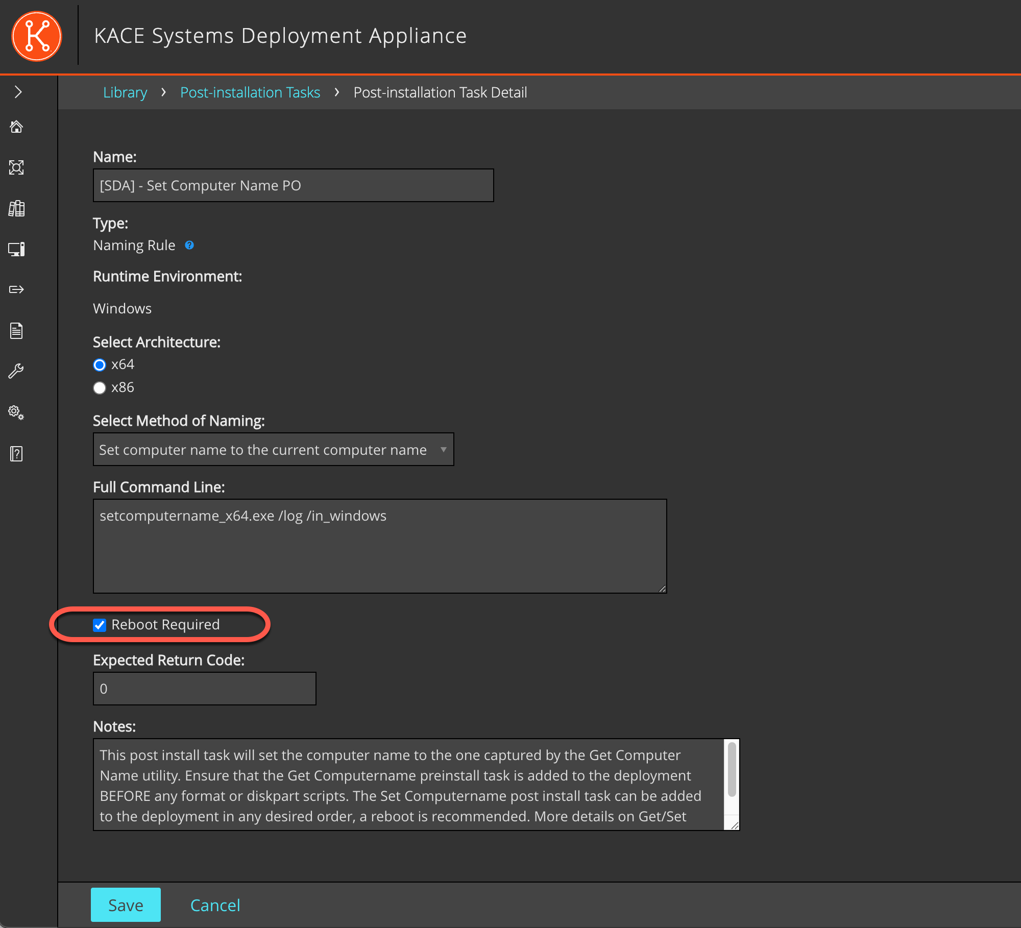 Create a post-level task to apply name