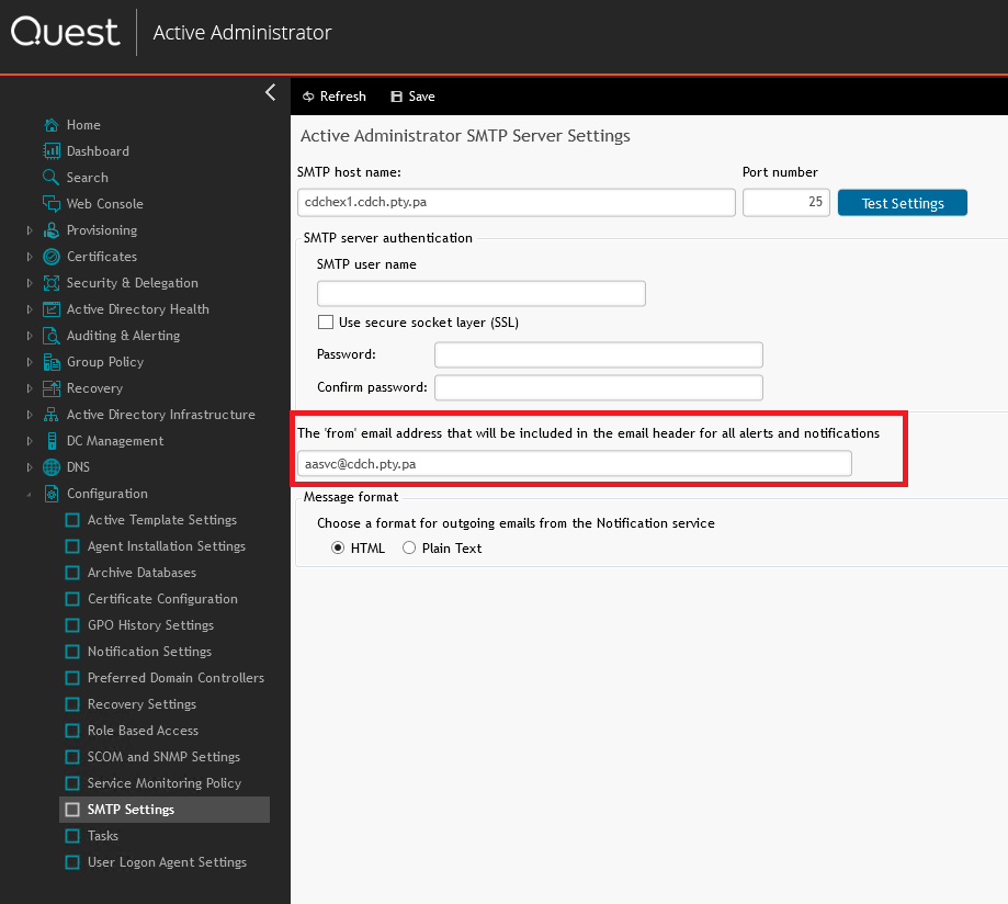 From email config