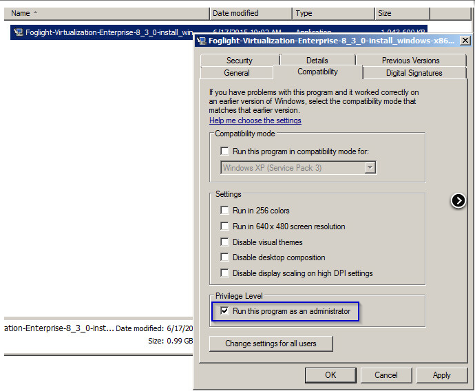 Remove run as administrator