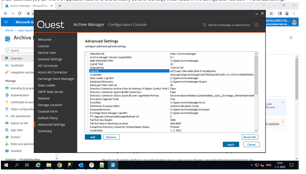 client and tenant ID