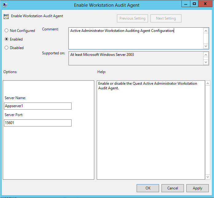 WS audit agent