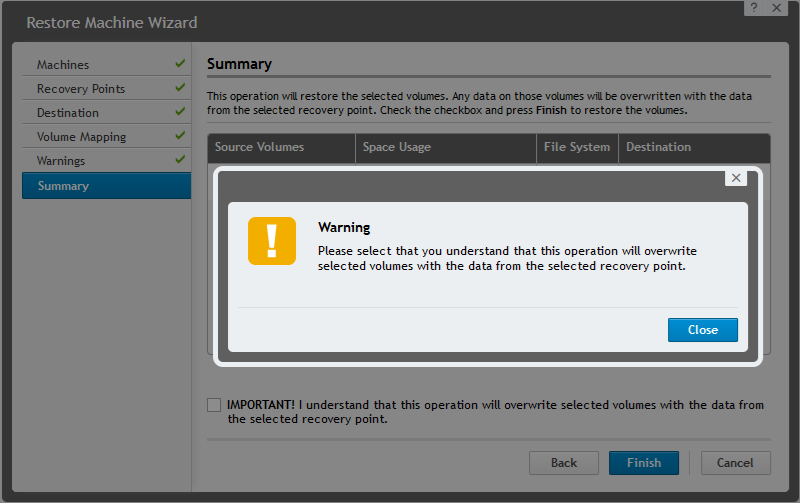 Overwritten data warning