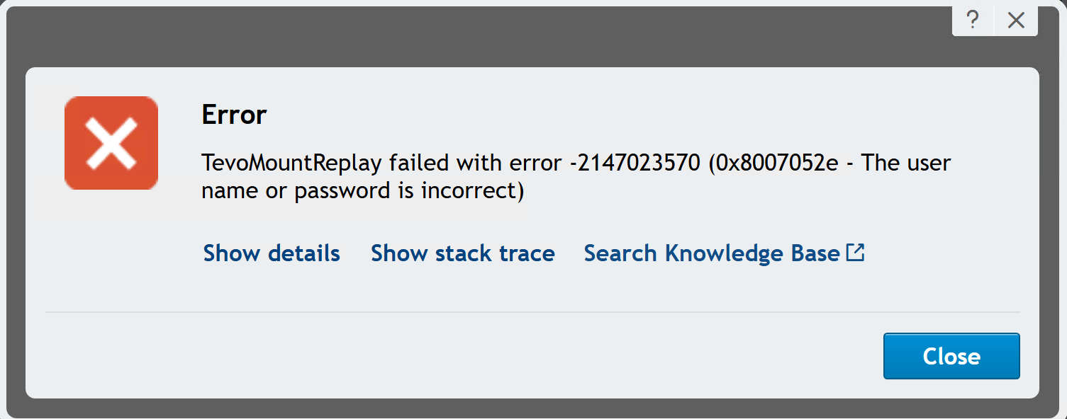 TevoMountReplayError