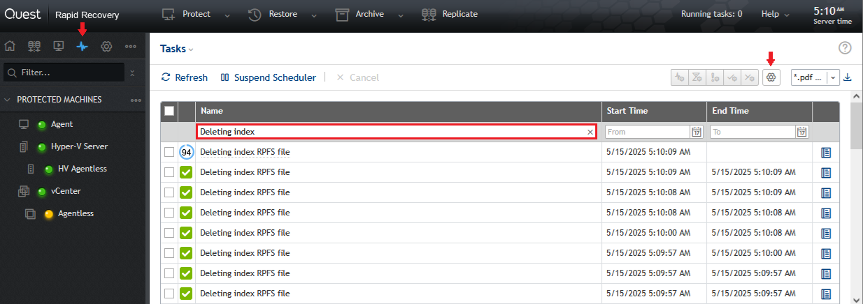 Deleting Index RPFS file