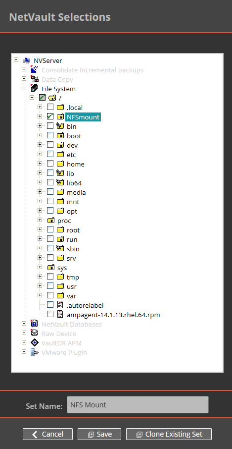 Selection Set NFS Mount