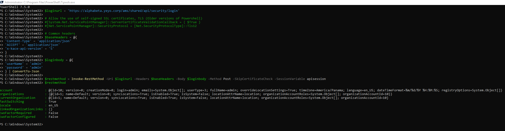 How To: API connection via Powershell (4378612)
