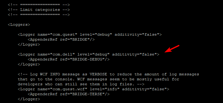 Log4j logger entry example
