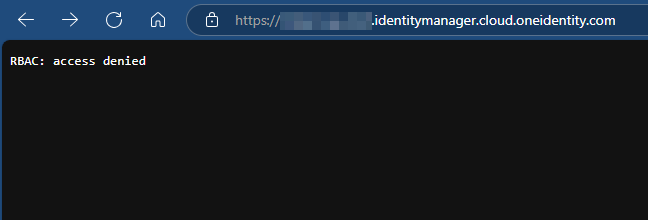 The error RBAC access denied appears in a web browser