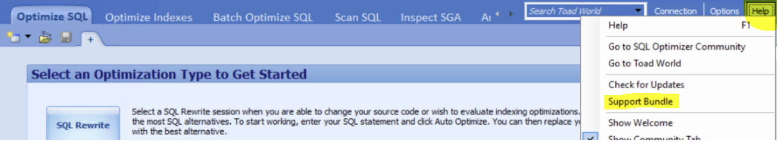 How to Generate a Support Bundle File in SQL Optimizer for Oracle (4380484)