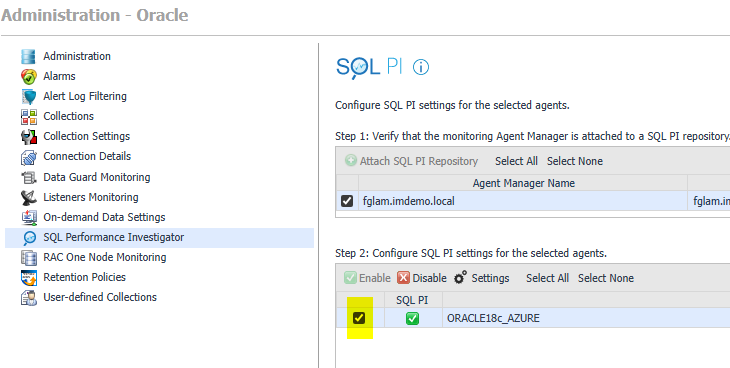 Click checkbox next to agent