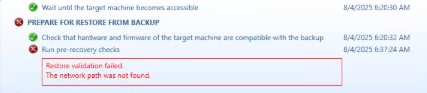 BMR Verify Settings Error.