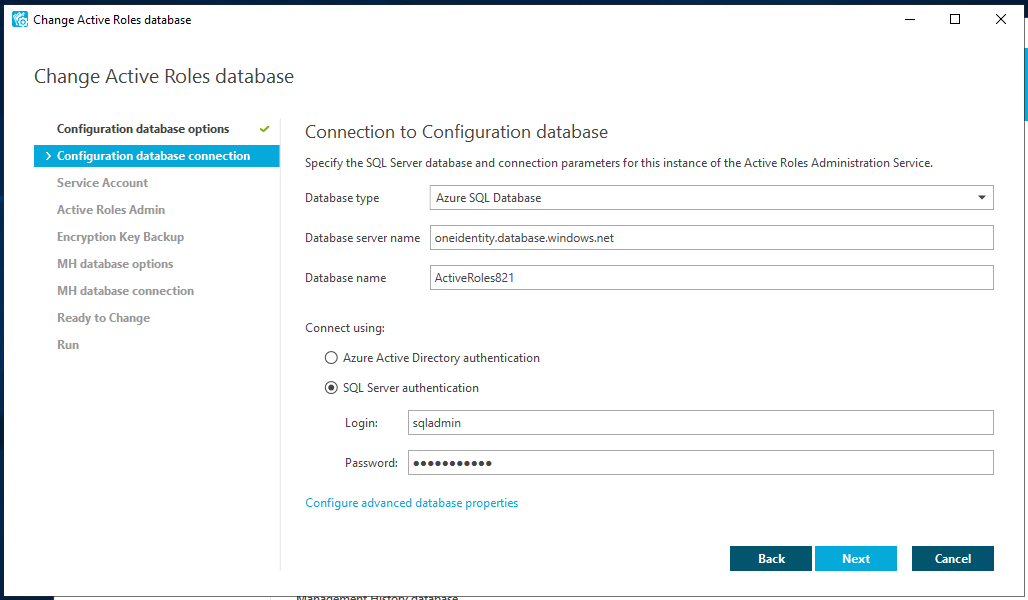 Connection to Config DB