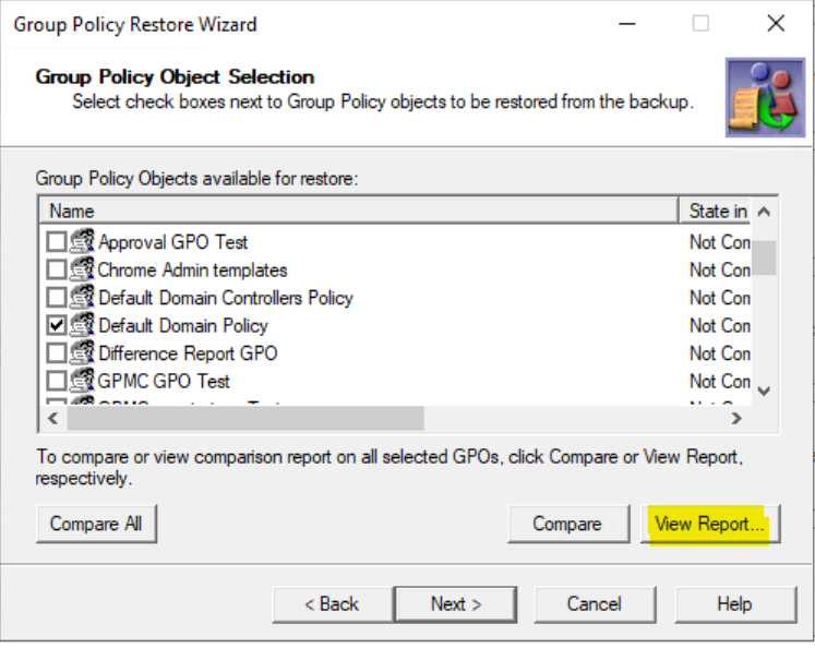 GPO Comparison Report is not working (4382184)