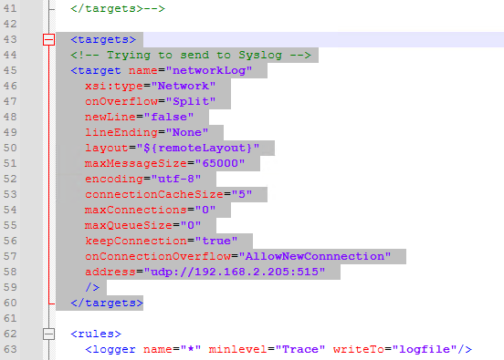 New Target System added to the Config file