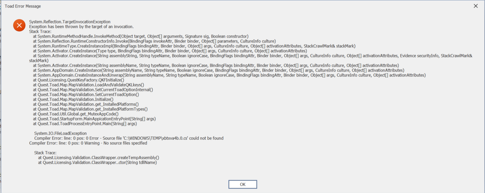 Getting error " Source file 'C:\WINDOWS\TEMP\xbtxva4b.0.cs' could not ...
