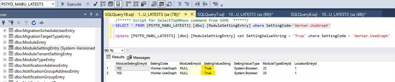 SELECT result showing Worker.UseGraph = True after update