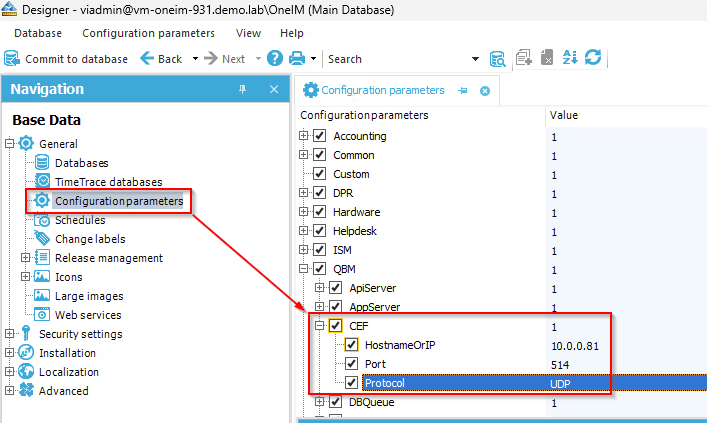 Configuration Parameter in Identity Manager to setup SIEM forwarding