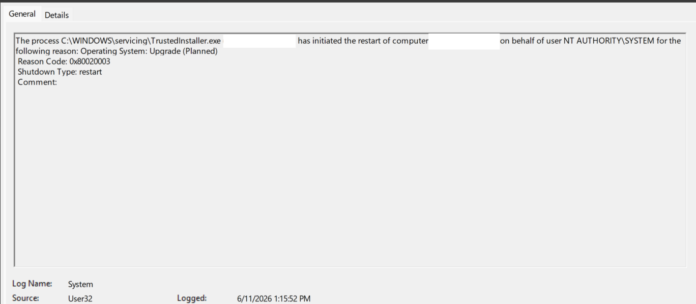 TrustedInstallerReboot