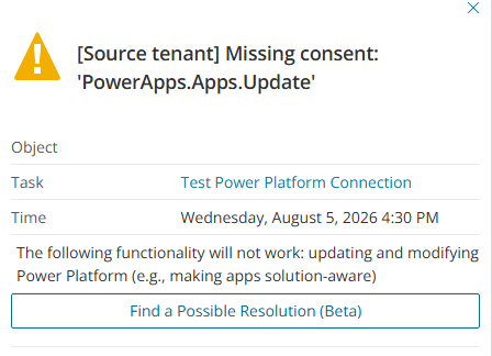 Missing consent message for the source tenant as reported in the On Demand Migration console